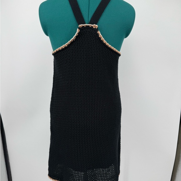 Soft Joie Black Crochet Knit Mini Dress XS NWOT Beach Cover Up Resortwear - Picture 7 of 10